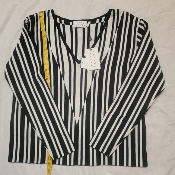 NWT TANYA TAYLOR S Black White Stripe Johnny Sweater Women - Picture 12 of 16